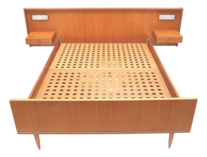 Vintage Double Bed with Floating Nightstands, 1960s