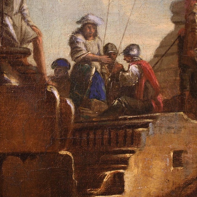 Capriccio with Classical Ruins and Figures, 1730, Oil on Canvas For Sale - Image 6 of 15