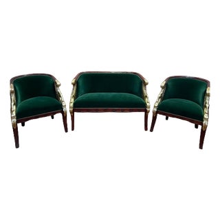 Empire Style Living Room Sofa and Armchairs, Set of 3 For Sale