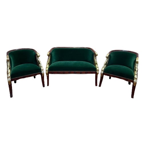 Empire Style Living Room Sofa and Armchairs, Set of 3 For Sale