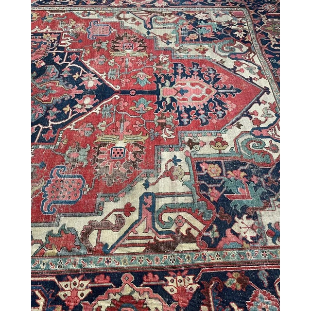 Ruby Red 1900's Antique Serapi Rug For Sale - Image 8 of 12
