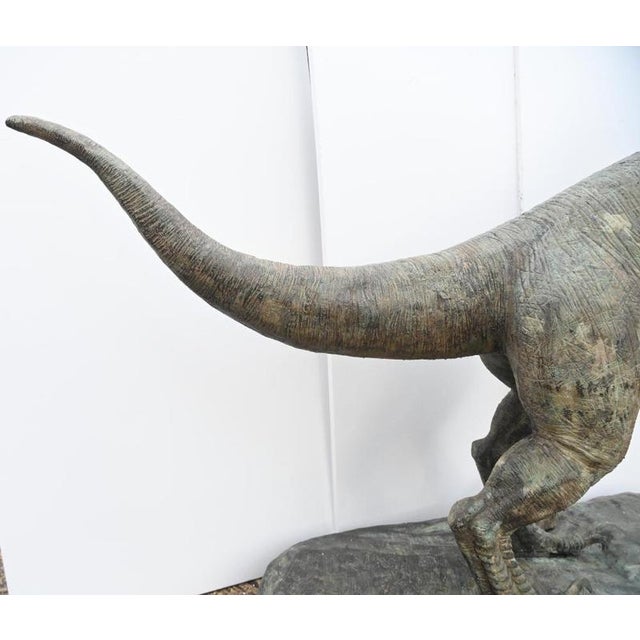 Stone Lifesize Bronze Velociraptor Dinosaur Statue For Sale - Image 7 of 10
