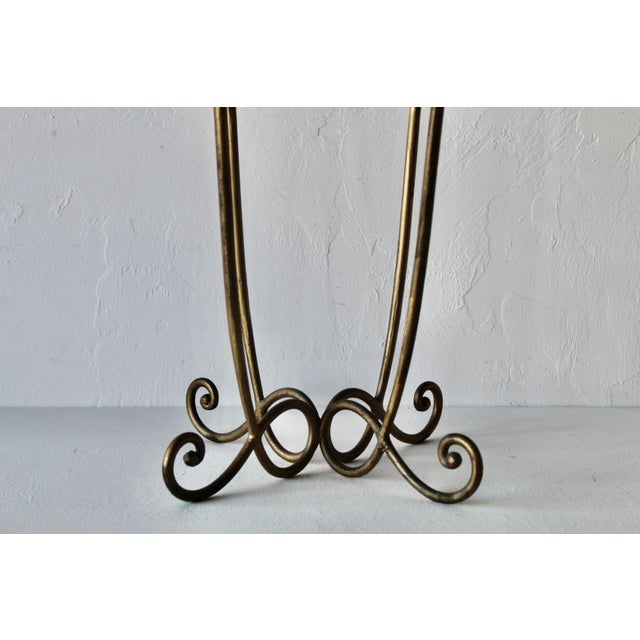 Gold Late 20th Century Rene Drouet Style Gilded Metal Glass Side Table Hoop Decorations Vintage Mid-Century For Sale - Image 8 of 13