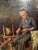 Karl Bauer, Pipe and Spinning Wheel, Oil Painting on Canvas For Sale - Image 9 of 12