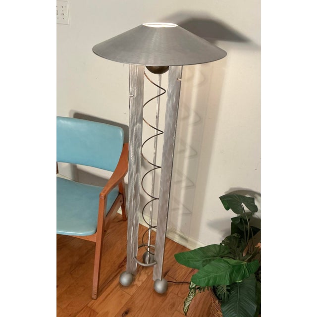 Memphis Style Robert Sonneman Brushed Aluminum Floor Lamp for George Kovacs, Usa 1988 For Sale - Image 10 of 12