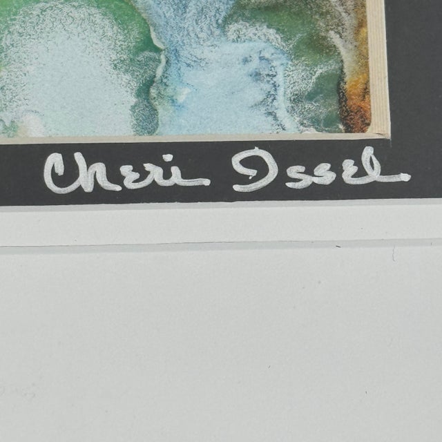 Original signed contemporary abstract painting by Colorado artist Cheri Issel, beautifully presented in a black frame with...