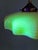 Metal Art Deco Pendant Light in Scalloped Yellow Opaline Glass with Uranium Glass, 1920 For Sale - Image 7 of 10