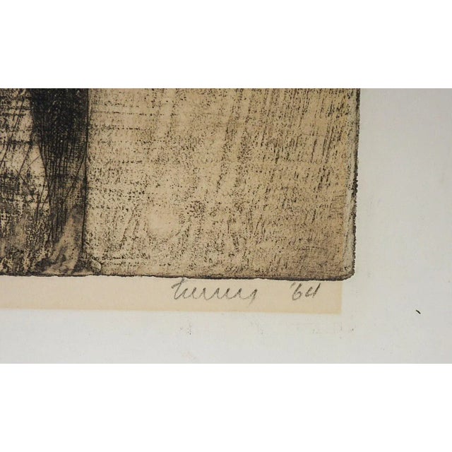 Vintage mid 20th century abstract figural etching and on paper by George Turner (1943-2015). Signed, dated 1964, titled...