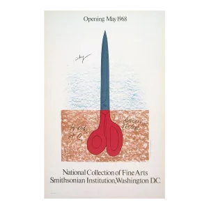 1968 Claes Oldenburg 'Scissors as Monument' Pop Art Red,Brown,Blue USA Lithograph