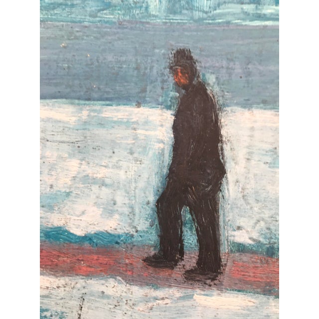 Blue 1930s Swiss Winter Landscape Oil Painting on Paper by Georges Froidevaux For Sale - Image 8 of 13