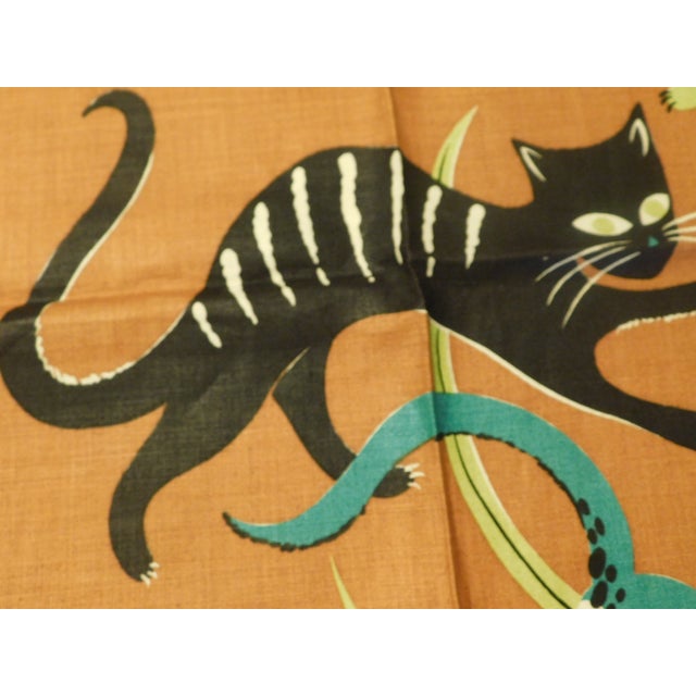 1960s Vintage Dolly Dembo Atomic Cat Linen - Kay Dee Designs Textile Art For Sale - Image 5 of 10
