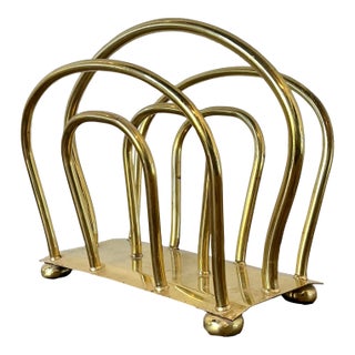 Vintage Brass Newspaper Rack After Dorothy Draper For Sale