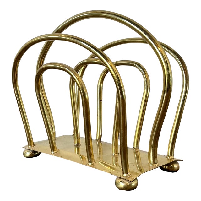 Vintage Brass Newspaper Rack After Dorothy Draper For Sale