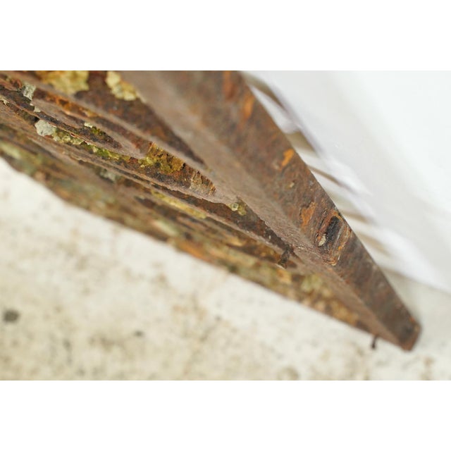 White Vintage European Distressed Cast Iron Grill Panel For Sale - Image 8 of 9