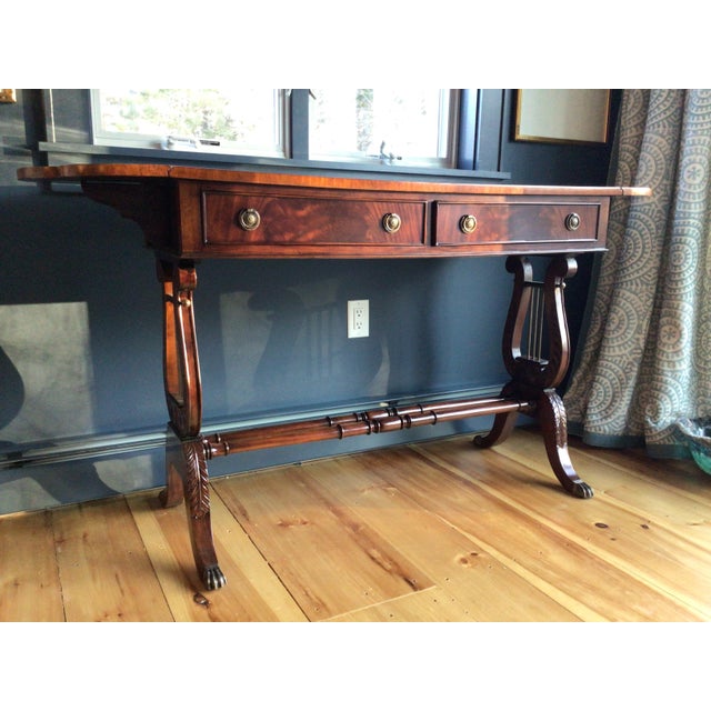 Wood Traditional Mahogany Drop Leaf Console For Sale - Image 7 of 9