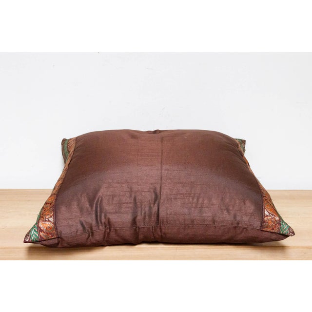 1990s Cedar Festive Silk Euro Pillow Cover For Sale - Image 5 of 7