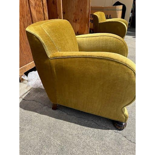 Märta Blomstedt, Attribution Lounge Chairs, Pair, Finland C. 1940, Carved Walnut, Mohair Upholstery For Sale In San Francisco - Image 6 of 10