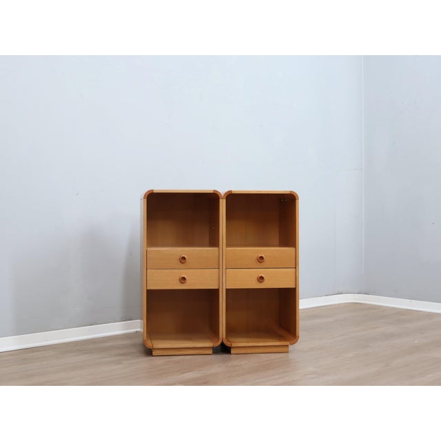 Contemporary Tall Vintage Birch Wood Bedside Tables, 1970s, Set of 2 For Sale - Image 3 of 17