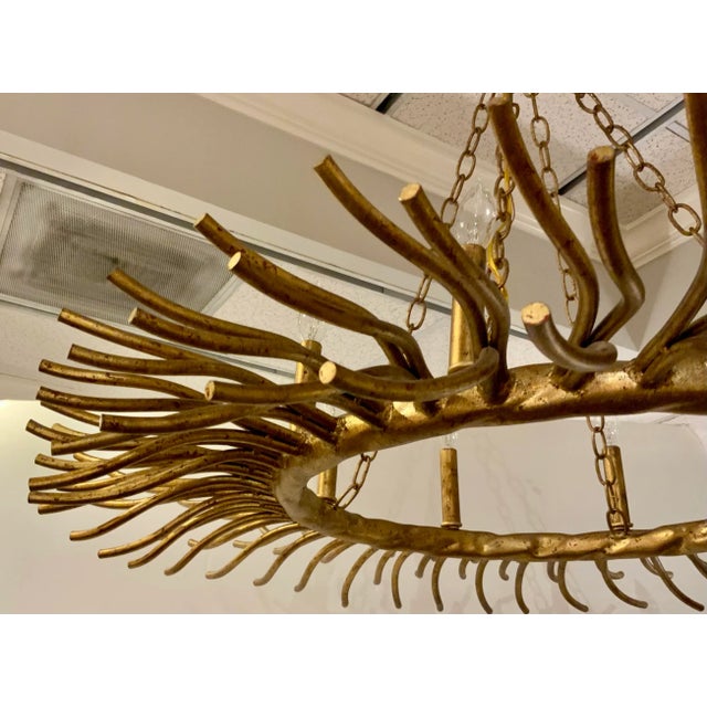 Original retail $3500, stylish Made Goods Modern Gold Bruna Chandelier, showroom floor sample