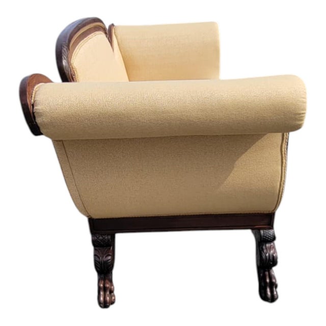 19th-Century American Federal Mahogany Sofa, Newly Upholstered For Sale - Image 12 of 18