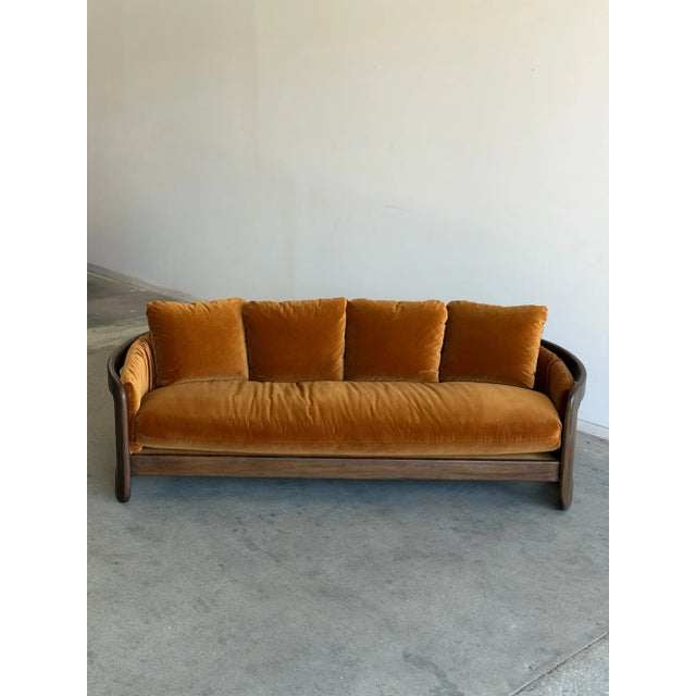1970s 1970s Sculptural Oak Barrel Back Sofa Attributed to Howard Furniture For Sale - Image 5 of 15