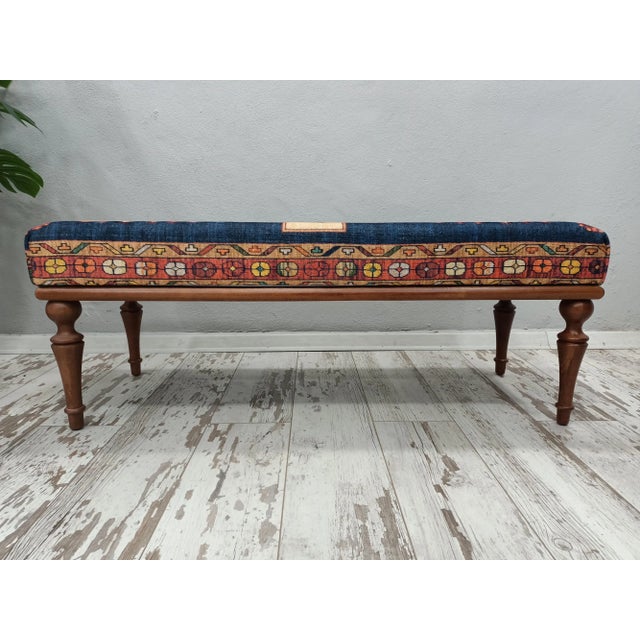 Details SIZE: 18X18X48 Inches ( with legs ) - 45x45x120 cm TYPE: Handmade Ottoman Bench CONDITION: is good. CONSTRUCT: It...