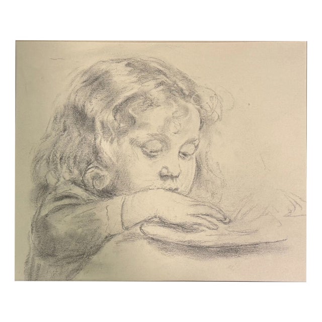 Heinrich Pforr, Girl with Curls Sketch, 1890s, Oil Painting on Canvas For Sale