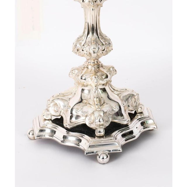 Antique Swedish Silver-Plated 5-Light Candelabras by A.G. Dufva, 19th Century, Set of 2 For Sale - Image 10 of 16