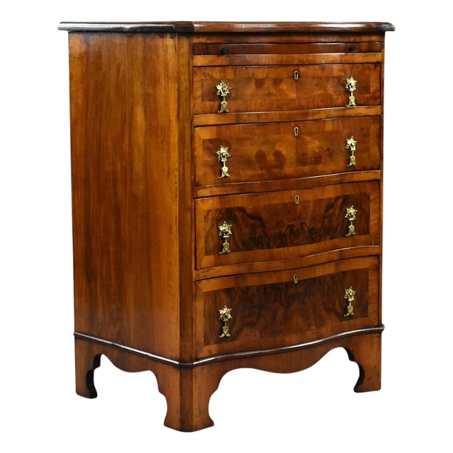 Georgian Style Walnut Serpentine Batchelor's Chest, 1920 For Sale