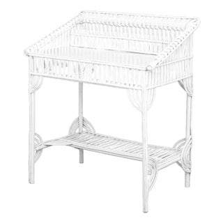 Vintage White Wicker Desk For Sale