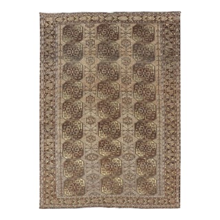 Hand-Knotted Turkomen Ersari Rug in Wool With Repeating Sub-Geometric Gul Design For Sale