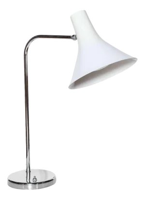 Nessen Studios Adjustable Chrome Desk Lamp With White Shade, 1960's