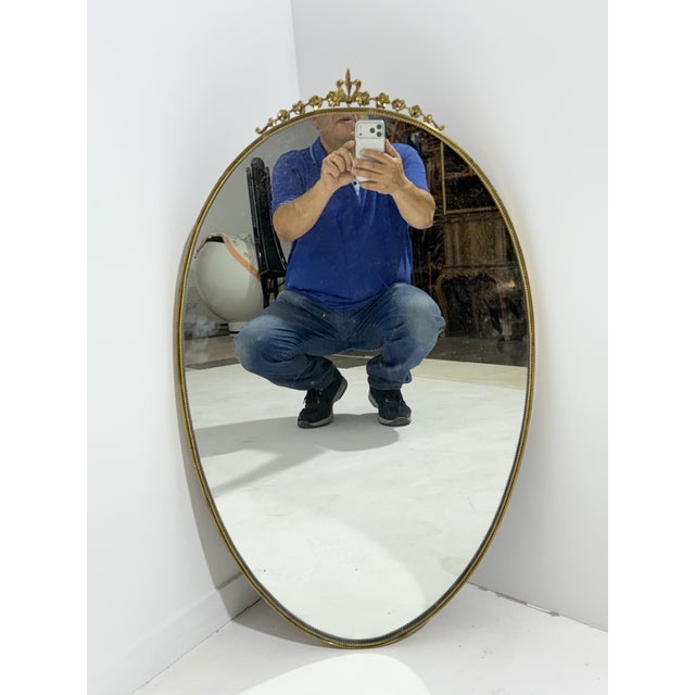 Oval Brass Wall Mirror, Italy, 1950s For Sale - Image 16 of 16
