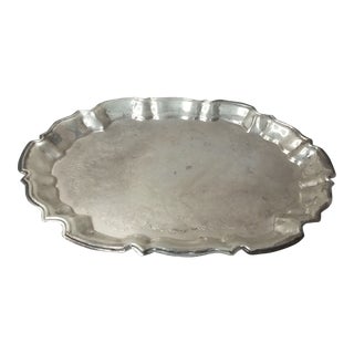 1970s Leonard Silver Scalloped & Footed Embossed Tray For Sale