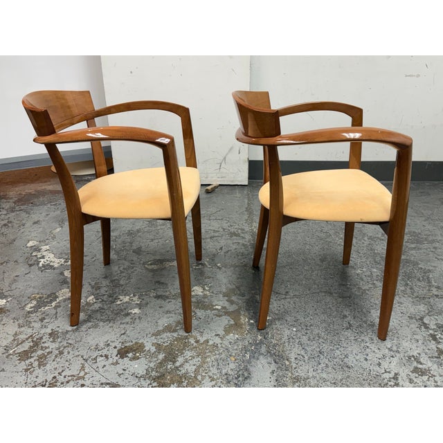 Potocco Spa Italian Wood Armchairs, Pair For Sale In San Francisco - Image 6 of 12