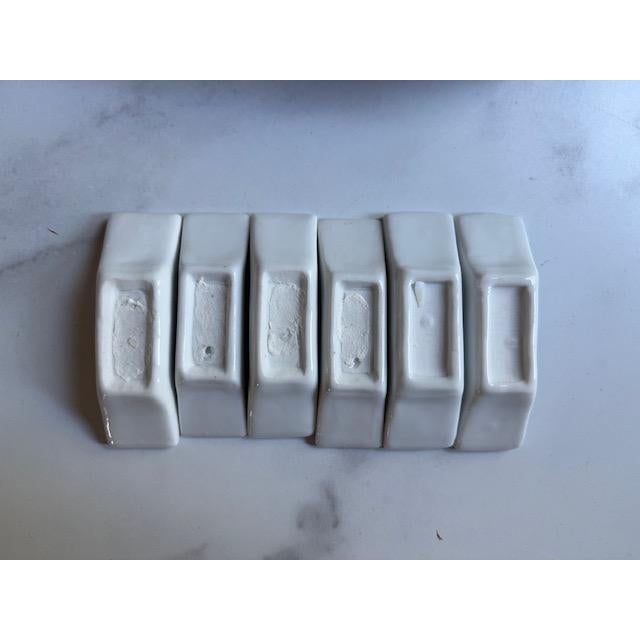 Asian Vintage Porcelain Asian Chopstick Rests, Set of 6, Blue and White For Sale - Image 3 of 4