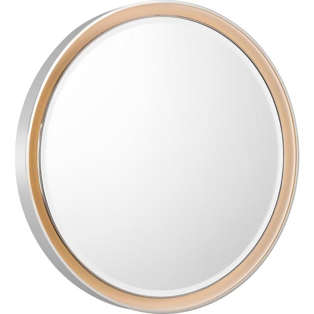 Transitional Thomas O'Brien for Visual Comfort Signature Tricia 30" Illuminated Round Mirror in Polished Nickel For Sale - Image 3 of 11