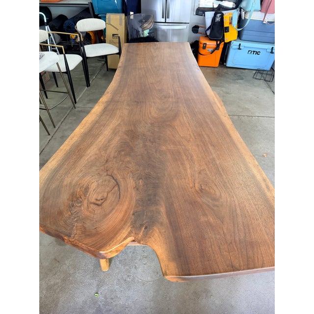 Unique Live Edge Black Walnut Wood Dining Table (Matching Bench Included) For Sale In Denver - Image 6 of 12