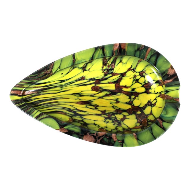 Mid Century Modern Glass Ashtray or Catchall in a Teardrop Shape For Sale