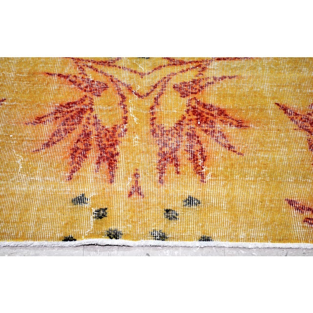 Vintage Turkish Hand Knotted Organic Wool Fine Weave Rug,5'X8'2" For Sale - Image 4 of 6