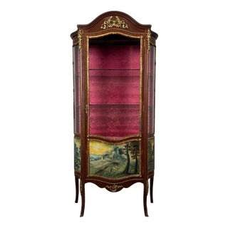 Antique Early 20th Century French Painted Mahogany Display Cabinet For Sale
