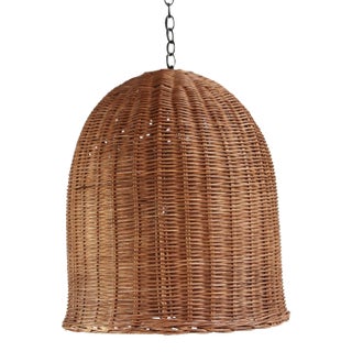 Coffee Stain Wicker Dome Pendant Lantern Small For Sale