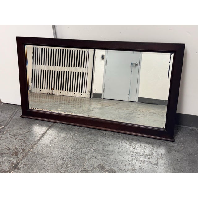 Wood Restoration Hardware Michaels Furniture Beveled Wood Mirror For Sale - Image 7 of 12