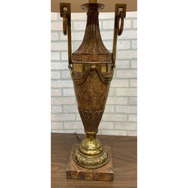 Vintage Maitland Smith Neoclassical Bronze Table Lamps - Pair For Sale In Chicago - Image 6 of 7