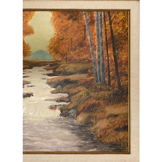 Framed Autumn River Landscape Oil Painting by A. Klosner – Mid-Century Impressionist Style For Sale - Image 4 of 8