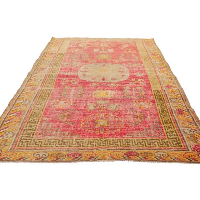 Rustic Distressed Vintage Turkish Khotan Rug - 04'08 X 08'06 For Sale - Image 3 of 8