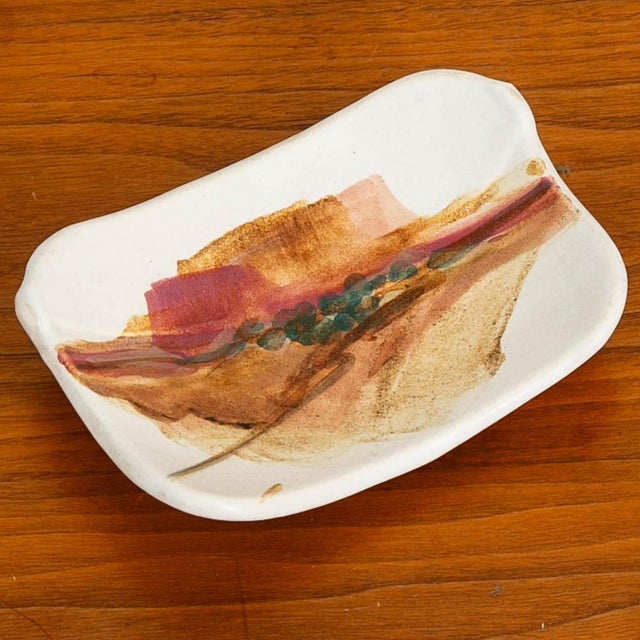 Mid 20th Century Modern Art Pottery Ashtray Earthenware Ceramic Multi Colored Glaze MCM For Sale - Image 10 of 12