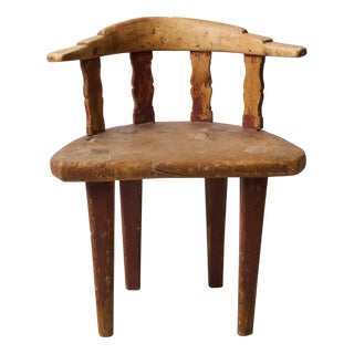 Swedish Rustic Folk Art Chair in Pine For Sale