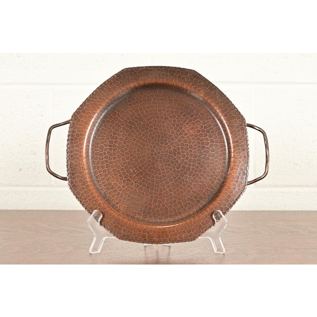 Roycroft Arts & Crafts Hammered Copper Handled Tray For Sale - Image 12 of 12
