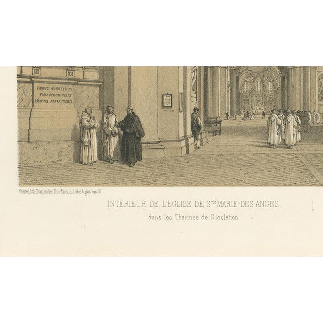 Paper Benoist, Rome Church Interior, Santa Maria Degli Angeli, 1869, Print For Sale - Image 7 of 9
